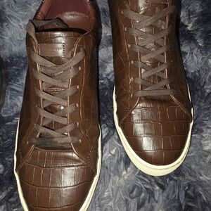 Kurt Geiger Dark Brown Croc-Embossed Sneakers